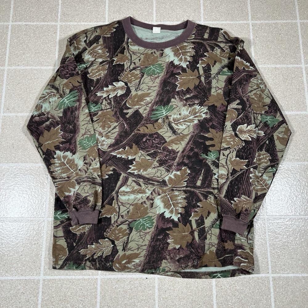 Vintage Realtree Camo T Shirt Mens Large Hunting Camouflage Long Sleeve Liberty